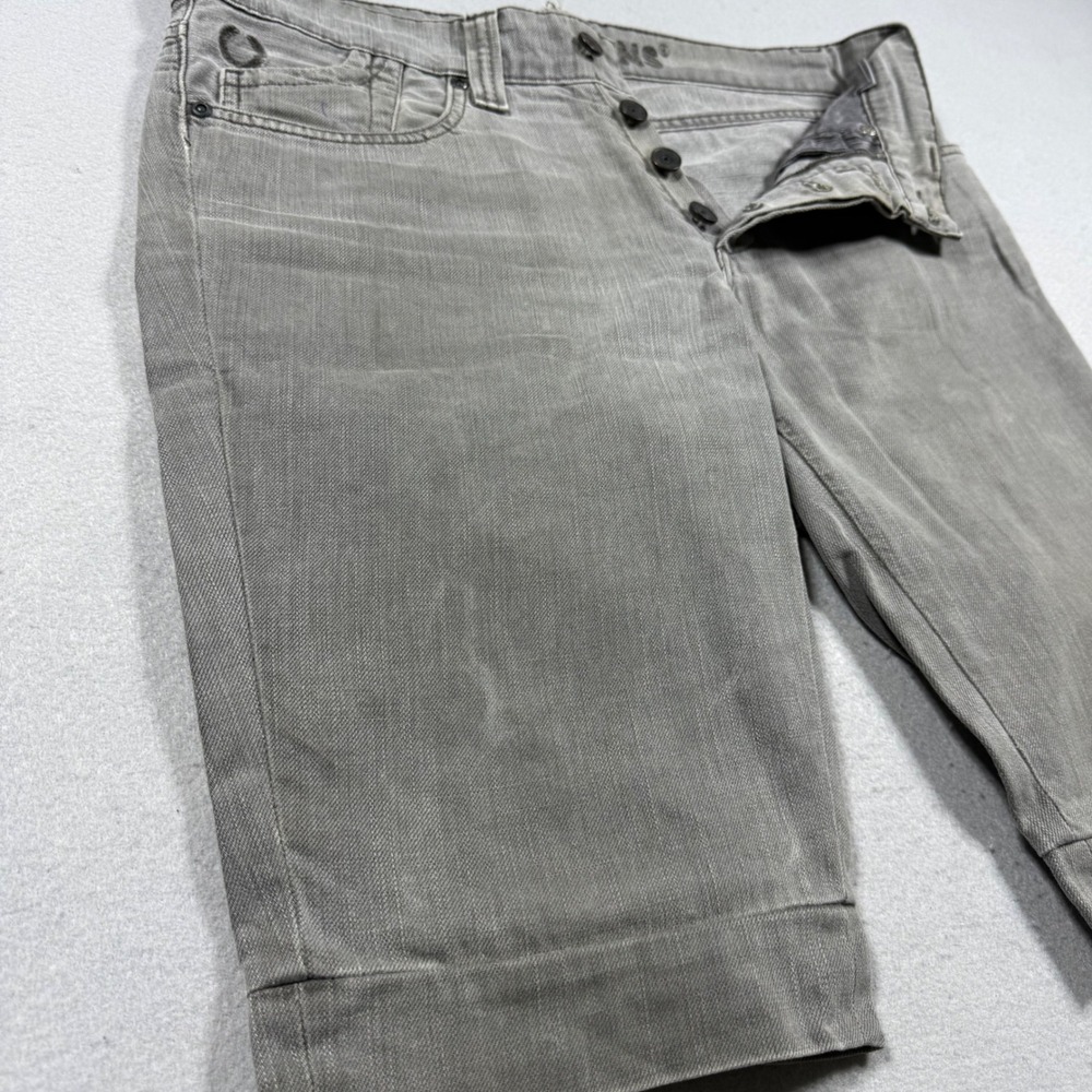 Legend Mens Grey Denim Shorts Button Fly Cuffed Five Pocket Casual 34